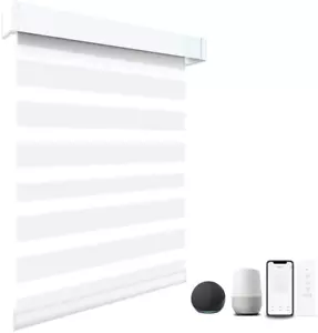 Motorized Blinds with Remote, 95% Blackout Smart Electric Zebra Shades, Built-In - Picture 1 of 8