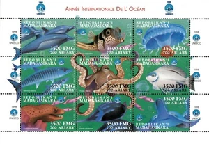 Madagascar 1999 - International Year of The Ocean - Sheet of 9 - Sc 1422 - MNH - Picture 1 of 1