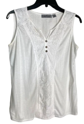 Jason Maxwell Womens White Short Sleeved T-Shirt with Lace Size S Beach Romantic - Imagem 1 de 4