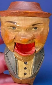 Vintage handgeschnitzt mechanisch Mund Flasche Wein Korken Stopfen ANRI Yakker Holz - Bild 1 von 24