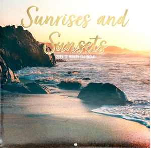 2026 Wall Calendar 12 Months Sunrises and Sunsets 12” x 24“ When Opened New - Picture 1 of 8