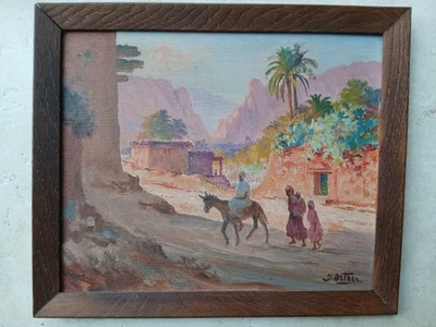 Tableau ancien orientaliste paysage gorges EL Kantara josé ORTEGA 1938 - Photo 1/4