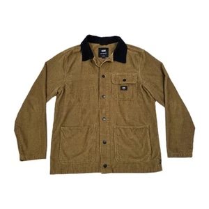 Vans Mens Jacket Medium Green Drill Chore Coat Corduroy Worker Overshirt Field - Picture 1 of 10