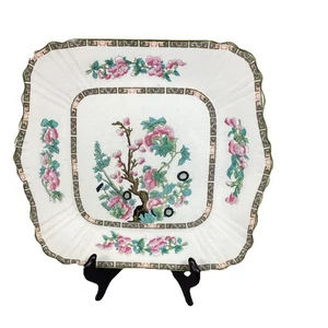 Piatto torta pranzo quadrato smerlato Myott Staffordshire INDIAN TREE vintage 11,5" - Foto 1 di 9