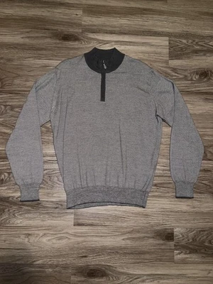 Suéter Peter Millar Para Hombre Grande Gris Media Cremallera Hecho en Italia Merino Seda Cachemira Foto 1 de 4