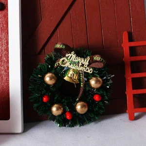 Maison de poupée décorée joyeux Noël couronne porte miniature accessoires 1:12 - Photo 1/9