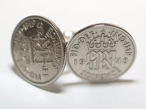 76th birthday cufflinks Lucky sixpence - Genuine polished 1948 sixpence - Picture 1 of 1