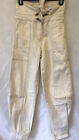 Ulla Johnson Cotton Blenc Thick Canvas Tie High Waist Pants Ivory Cargo Size 0