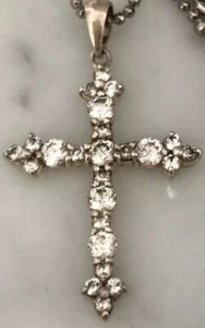 Cruz de plata de ley 925 con colgante de piedras circonita cúbica cadena de bonificación regalo - Imagen 1 de 12