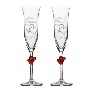 2 Sektgläser mit Gravur "Zwei Herzen" Name graviert Hochzeitsgeschenk L'Amour - Bild 1 von 6
