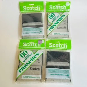 Four Vintage Scotch Dynarange Audio Cassette Tapes 2 Pk Vintage 60 Minute, New - Picture 1 of 7