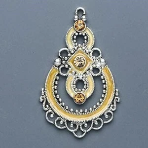 Focal, 1 Antiqued Silver Pewter 46x30mm Teardrop Made with Swarovski Crystals * - Picture 1 of 1
