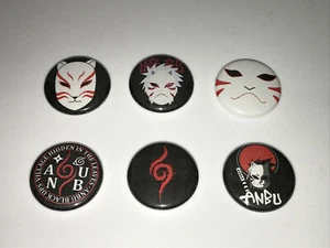 1" SET OF 6 NARUTO ANBU MASK ANIME BADGE LAPEL BUTTON PINS PINBACK [P134] - Picture 1 of 2
