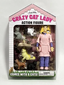 Crazy Cat Lady Action Figure Archie McPhee Includes 6 Cats Accoutrements Toy - Picture 1 of 8