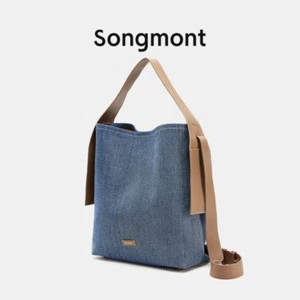 Songmont hanging ear tote bag, denim shoulder crossbody large capacity bag M / L - Picture 1 of 29
