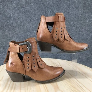 Ariat Boots Womens 7.5 B Hadley Western Brown Leather Buckle Back Zip 10027233 - Picture 1 of 19