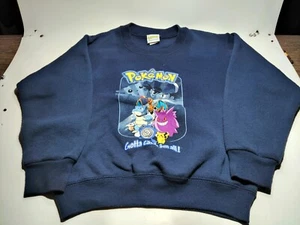 Vintage Pokemon Nintendo Sweatshirt Youth Medium Blue 1999 RARE!! - Picture 1 of 3