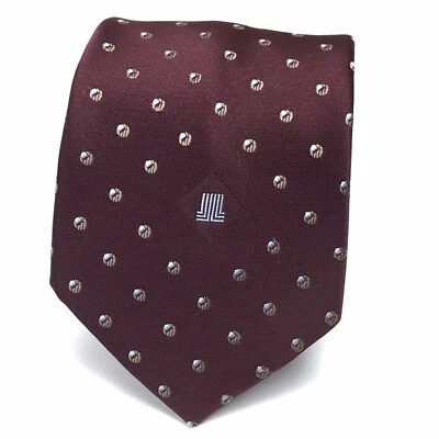 Lanvin Men's Vintage Tie Burgundy Maroon Logo Circles Geometric Men's Necktie Foto 1 de 4
