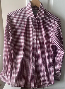 Ledbury Shirt Mens Medium Red White Plaid Dress Long sleeve Classic Fit - Picture 1 of 8