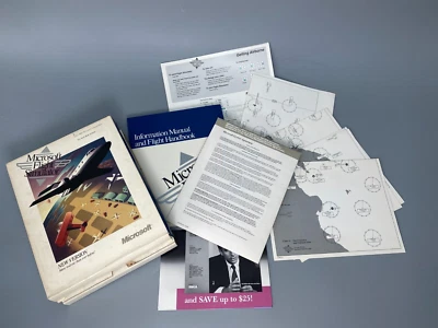 Vintage - Retro -Microsoft flight simulator 1989 Bundle IBM PC 3.5 Inch Disk UK. - Image 1 of 4