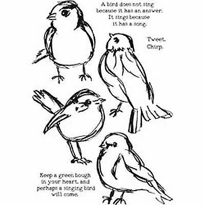 Ranger MDR41320 Dina Wakley Media Cling STAMPS 6 by 9 Inch Scribbly Birds