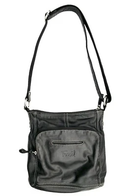 FOSSIL Hanover Purse Black Leather Satchel Bag Crossbody Top Zip *No Key - Image 1 of 4