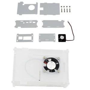 For Raspberry Pi 4 Model B Clear Acrylic Case Enclosure Box with Cooling Fan - Bild 1 von 10