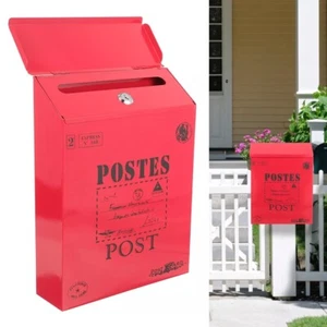Eisen Hergestellt Retro Design Wasserdicht Wandhalterung Briefkasten Sichere Auf - Bild 1 von 8