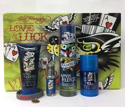 Ed Hardy Love & Luck “Vegas” Gift Set EDT 85% Full -As Pictured/Read Description - Image 1 of 4