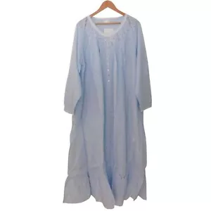 NEW Eileen West Moonlight Sonata Long Cotton Lawn Nightgown Blue Size 2X - Picture 1 of 7