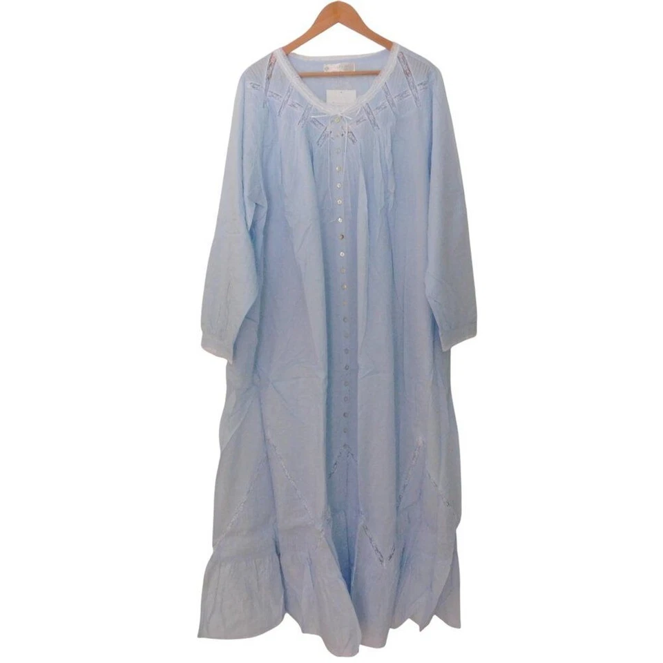 NUEVO Camisón Eileen West Moonlight Sonata Largo Algodón Césped Azul Talla 2X Foto 1 de 4