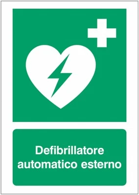 CARTELLO SEGNALETICO - Defibrillatore automatico esterno  -  segnale segnaletica - Immagine 1 di 3