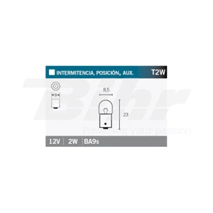 OSRAM 3796 LAMPADINA INTERMITTENZA SINGOLA T2W (1pz) 12V 2W BA9s 8,5 x 23 - Imagen 1 de 1