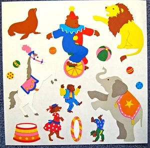 Mrs Grossman Vintage 6x6 Zoll "Zirkus" Aufkleberbogen (c-1993) nicht mehr produziert - Bild 1 von 2