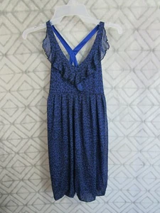 Bloome Dress Size 14 Girls Blue Animal Print Straps Ruffles V Neck Glitter Lined - Picture 1 of 5