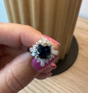 Platinum Diamond & Sapphire Ring 1.65tcw - Picture 1 of 8