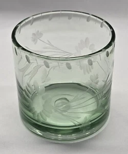 Bobby Flay hand blown green tint etched double old fashioned glass, discontinued - Picture 1 of 4