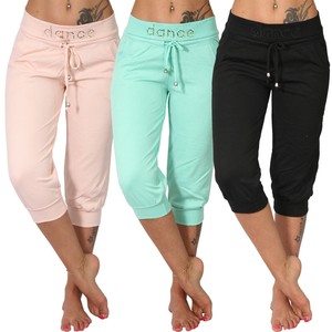 Niedrige 3/4 Leggings Strass Dance Blumen Paisley Hose Strasssteine Schrift Band
