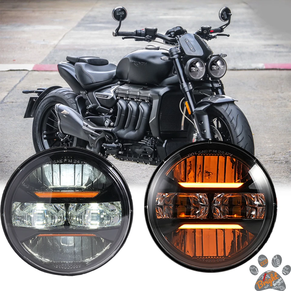 Par de faros LED altos-bajos para Triumph Speed Street Triple Rocket 5,75" E MARCADOS Foto 1 de 4