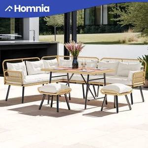 6 PCS Patio Bistro Dining Set Rattan Sofa Chair w/ Cushion & Coffee Table - Picture 1 of 11