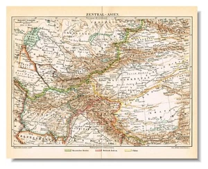 AFGHANISTAN TIBET KASHMIR INDIA CHINA RUSSIA dated 1890 Tashkent Samarkand Kabul - Picture 1 of 11