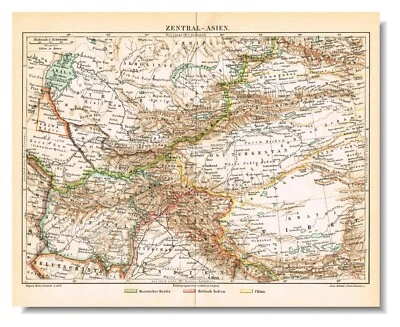 AFGHANISTAN TIBET KASHMIR INDIA CHINA RUSSIA dated 1890 Tashkent Samarkand Kabul - Image 1 of 4