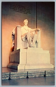 Postcard Washington DC c1960s Lincoln Statue Sitting in Flag Drapped Chair - Picture 1 of 2