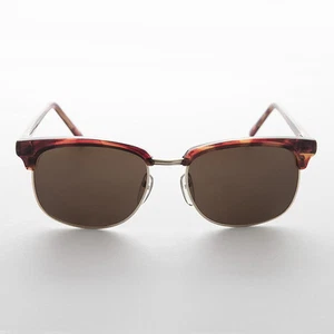 Tortoiseshell Browline Vintage Sunglass with Brown Lens- Truman - Picture 1 of 3
