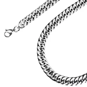 24"10mm Moda Hombres Curva Eslabón Cubano Plata 316L Collar de Acero Inoxidable Joyería - Imagen 1 de 4
