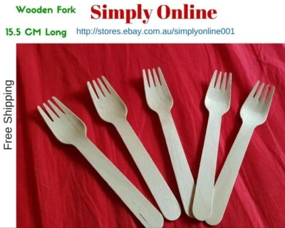 50-2000x Recycle Disposable Wooden Forks Eco friendly Compostable Wedding Party - image 1 of 2