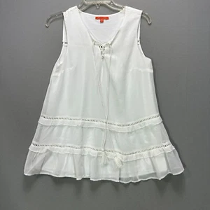 ModCloth Womens Small White Sleeveless Top Tassel Lace Boho Fairy Cottage White - Picture 1 of 10