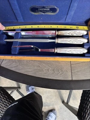 Craftsman 中空地面纯银餐具套装精美木盒 — 第 1/4 张图片