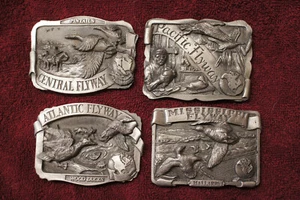 4 buckle set, Flyways Duck Belt Buckle Pewter 1986 Limited Edition RARE - Picture 1 of 4