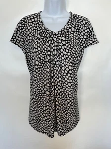 Liz Claiborne Career Gr. XXL schwarz/weiß gerafft am Rundhals Flügelärmel Oberteil - Bild 1 von 8
